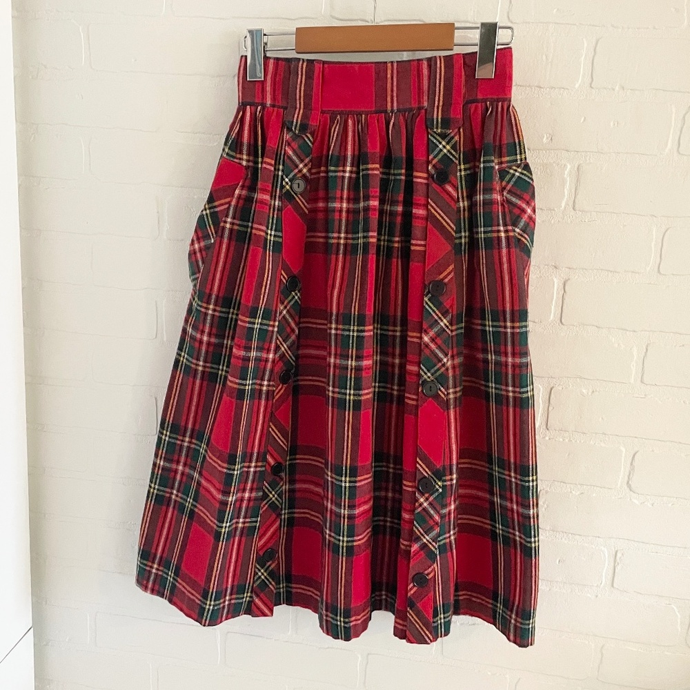 Vintage Royal Stewart Tartan Wool Pleated Skirt High Rise Le Château Size 7 - Picture 3 of 15